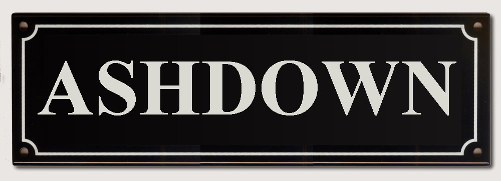 House Name Rectangel Black enamel plate with White letters 300mm wide x 100mm high   POA